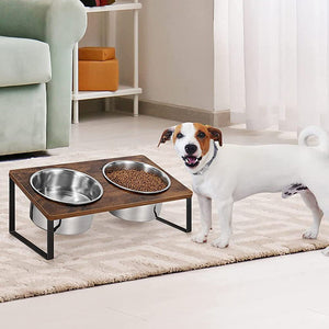 Iron Wood Combined Log Pet Feeding Rack: A Stylish Solution for Your Pet's Dining Needs