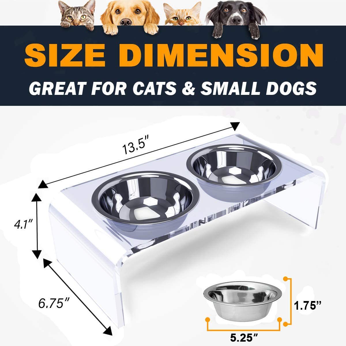 Acrylic Pet Feeder Small Cat Dog Feeding Rack