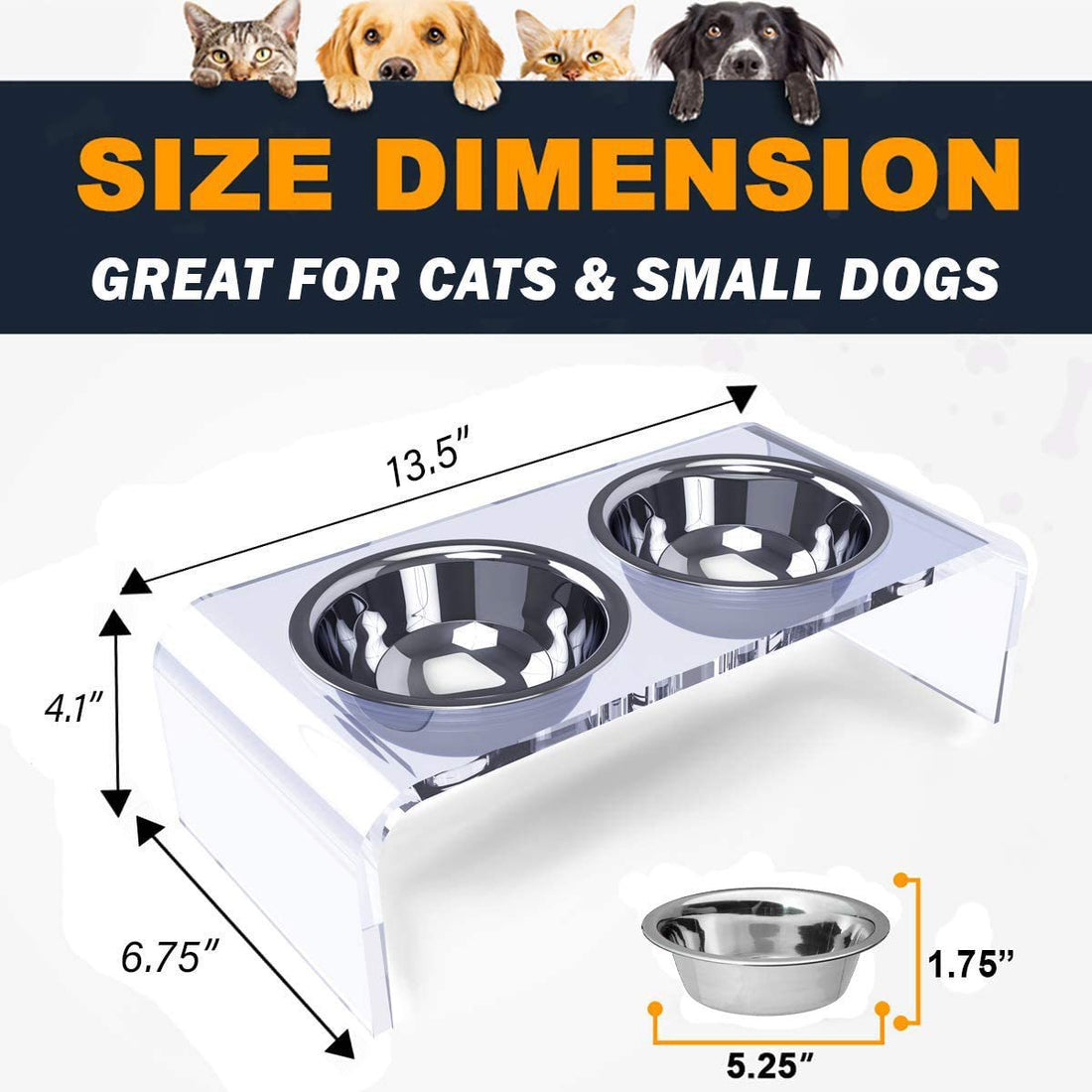 Acrylic Pet Feeder Small Cat Dog Feeding Rack