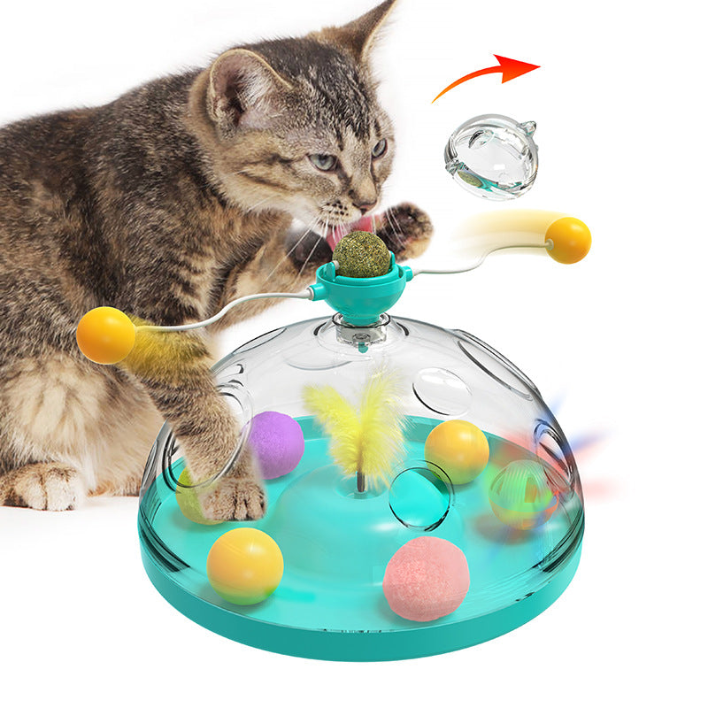 Multifunctional Turntable Pet Educational Toys With Catnip Luminous Ball
