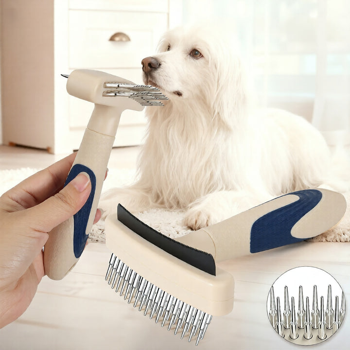 Pet Grooming Brush Removes Loose Hair & Detangles Fur