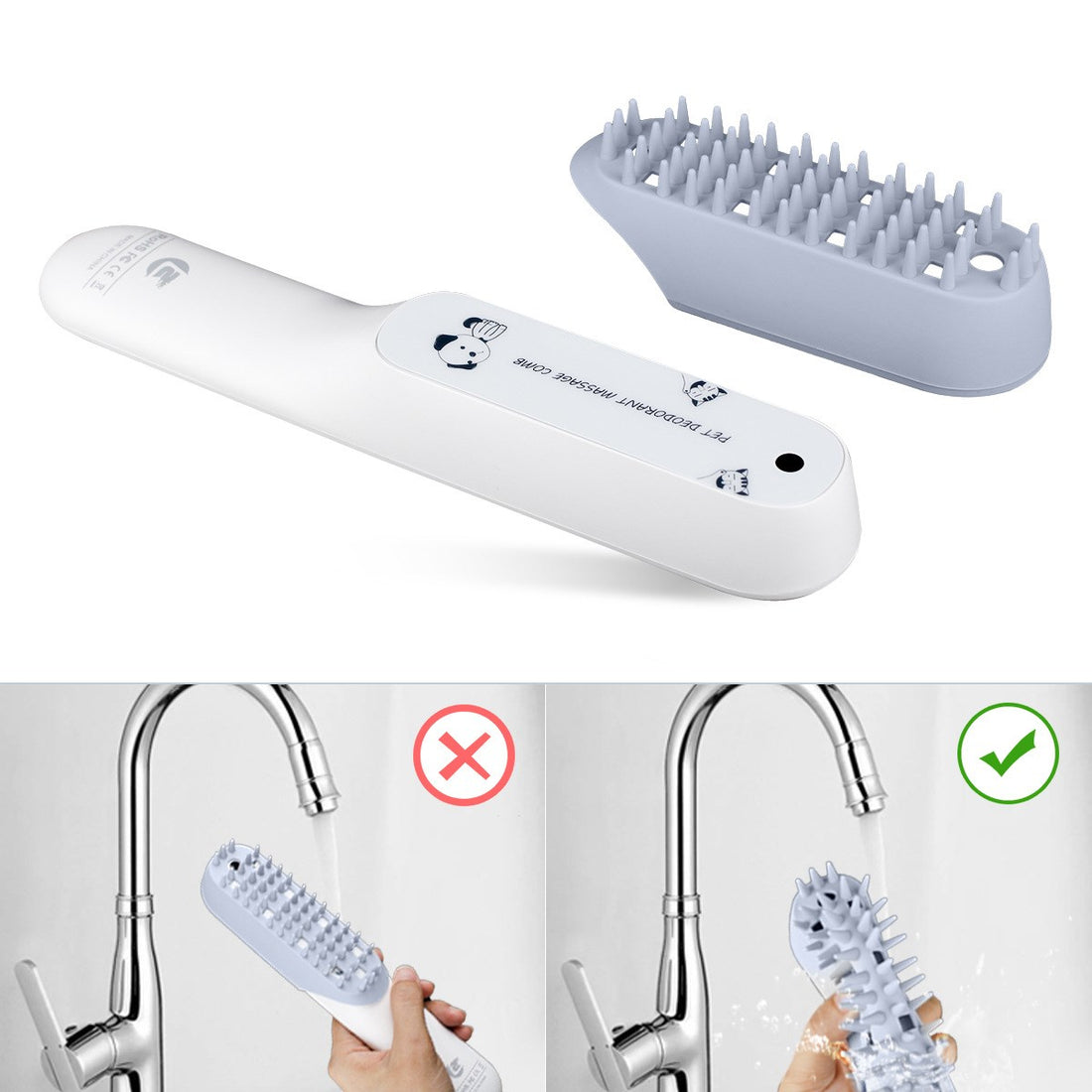 Pet Silicone Massage Brush Grooming, Deodorizing & Fur Removal Tool