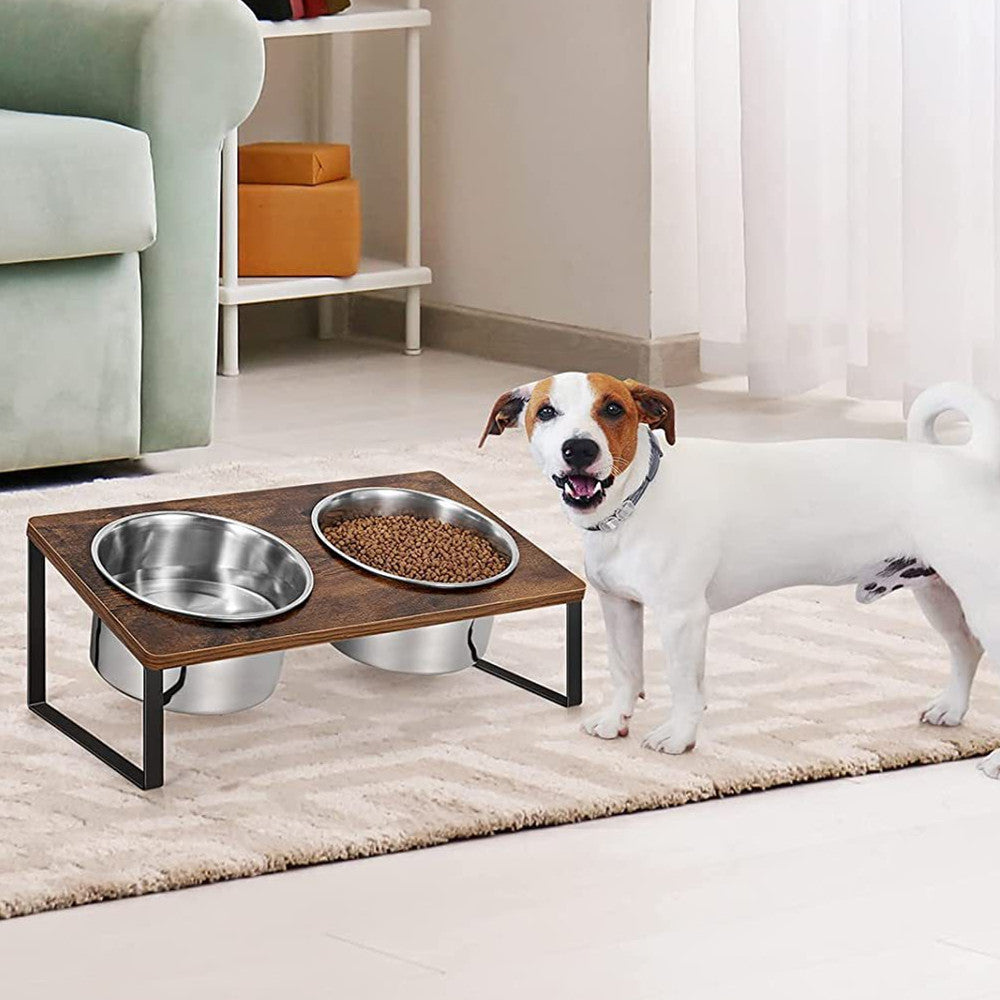 Iron Wood Combined Log Pet Feeding Rack