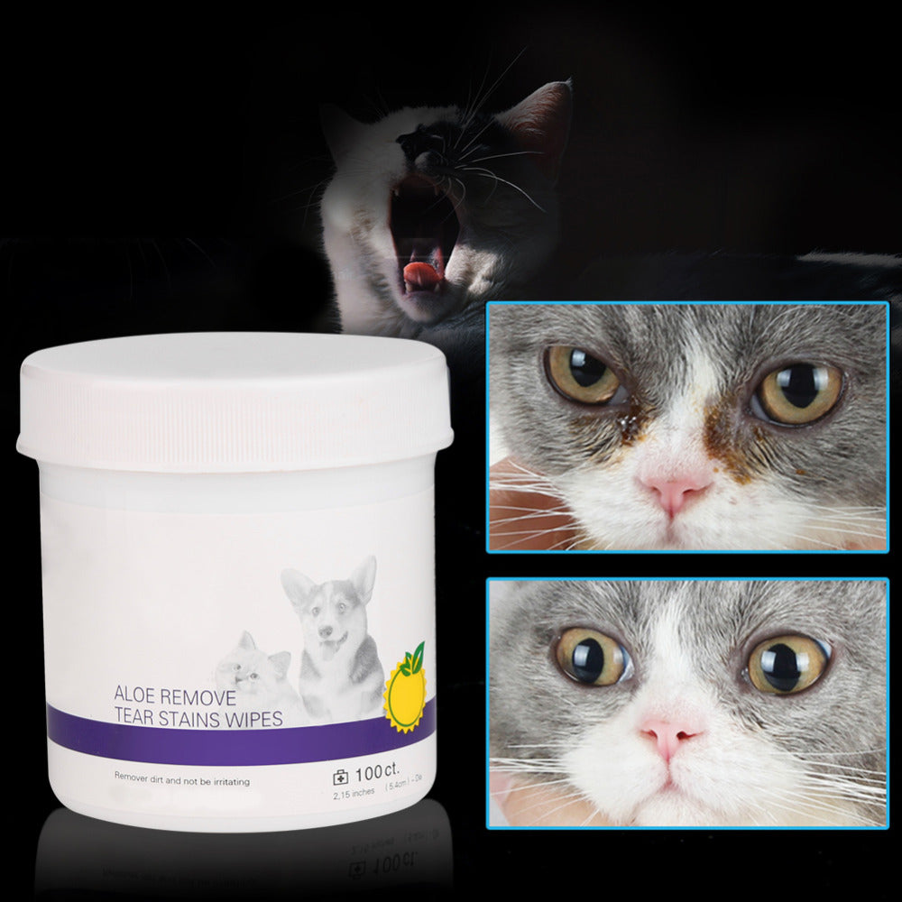 Pet Eye Cleaning Wipes Gentle Tear Stain Removal for Dogs & Cats