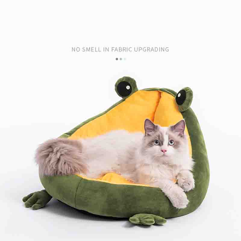 Frog Nest Winter Warm Semi-Enclosed Pet Cat Bed