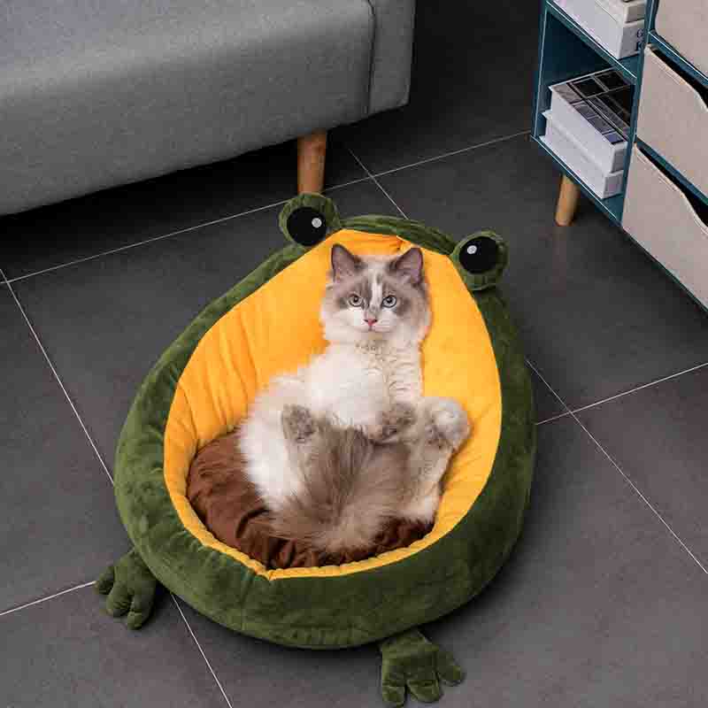 Frog Nest Winter Warm Semi-Enclosed Pet Cat Bed