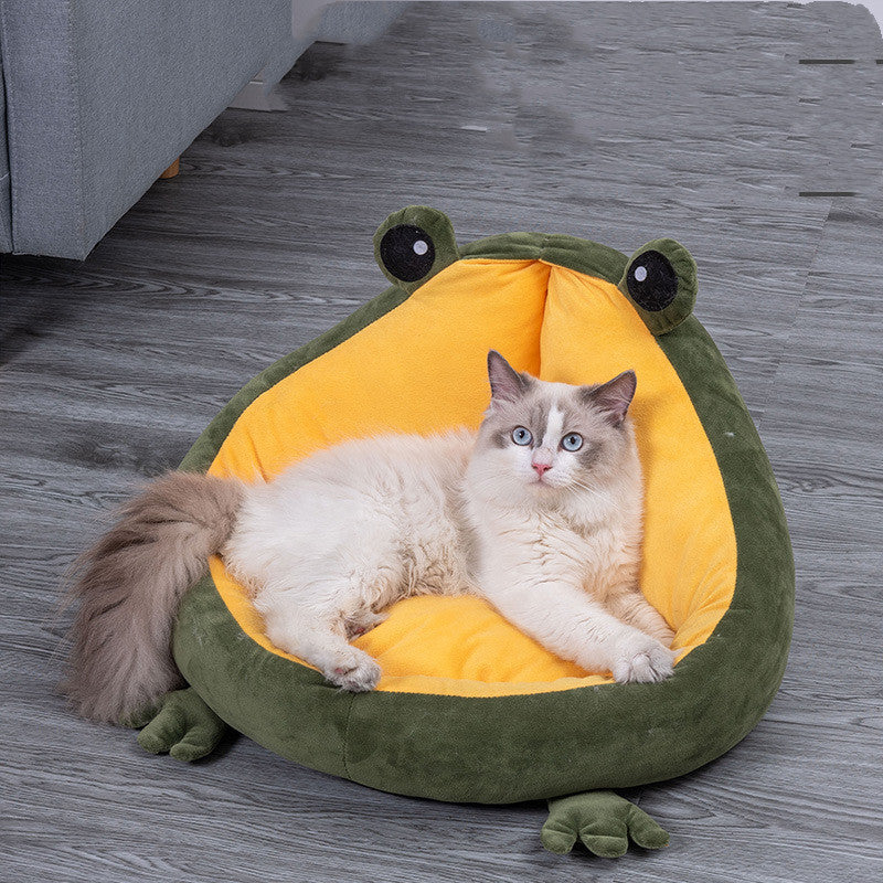 Frog Nest Winter Warm Semi-Enclosed Pet Cat Bed