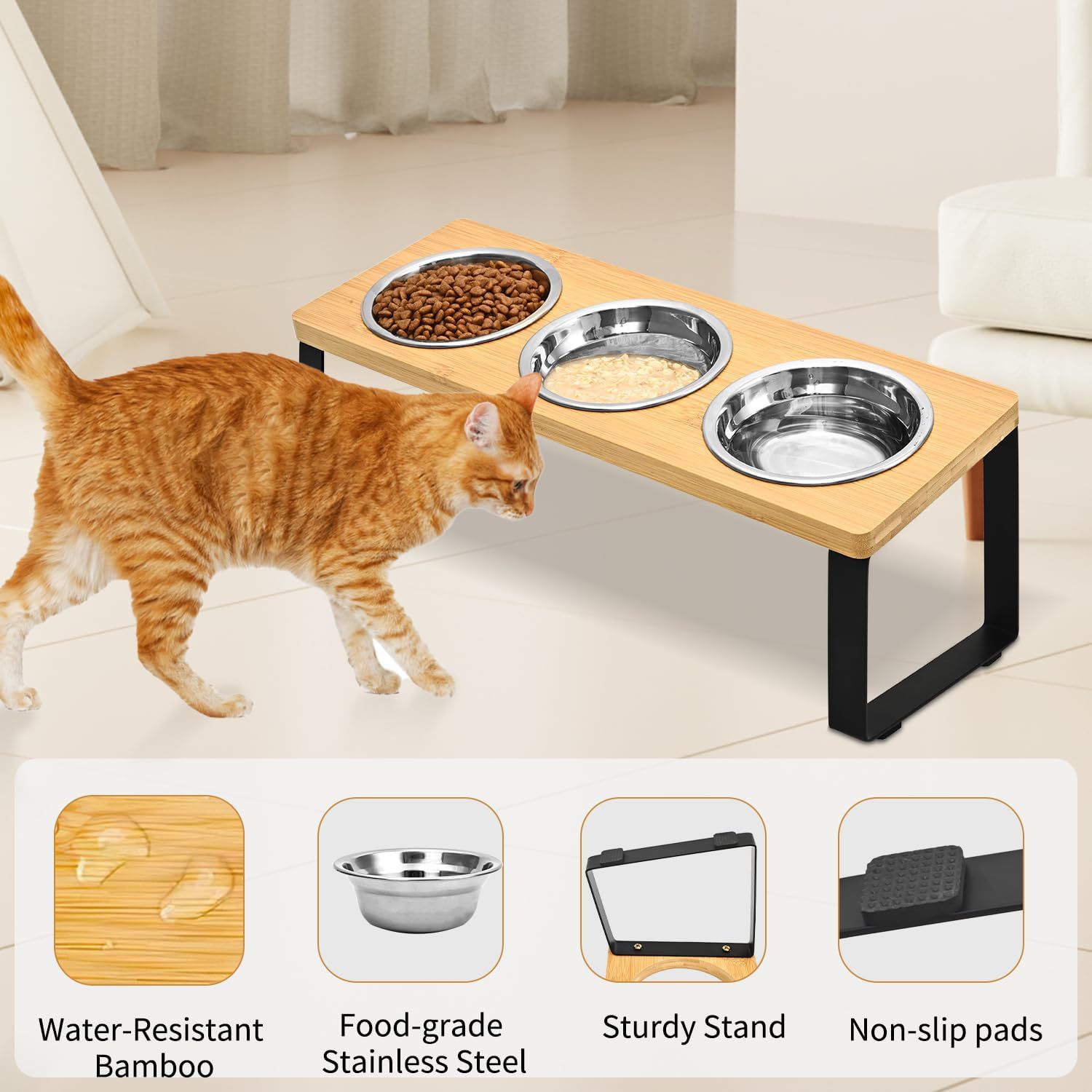 Iron Wood Combined Log Pet Feeding Rack