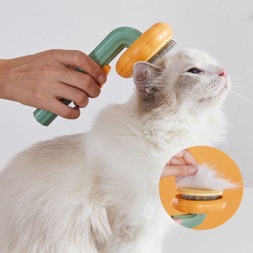 Pet Pumpkin Slicker Brush Self-Cleaning Groomer for Dogs & Cats