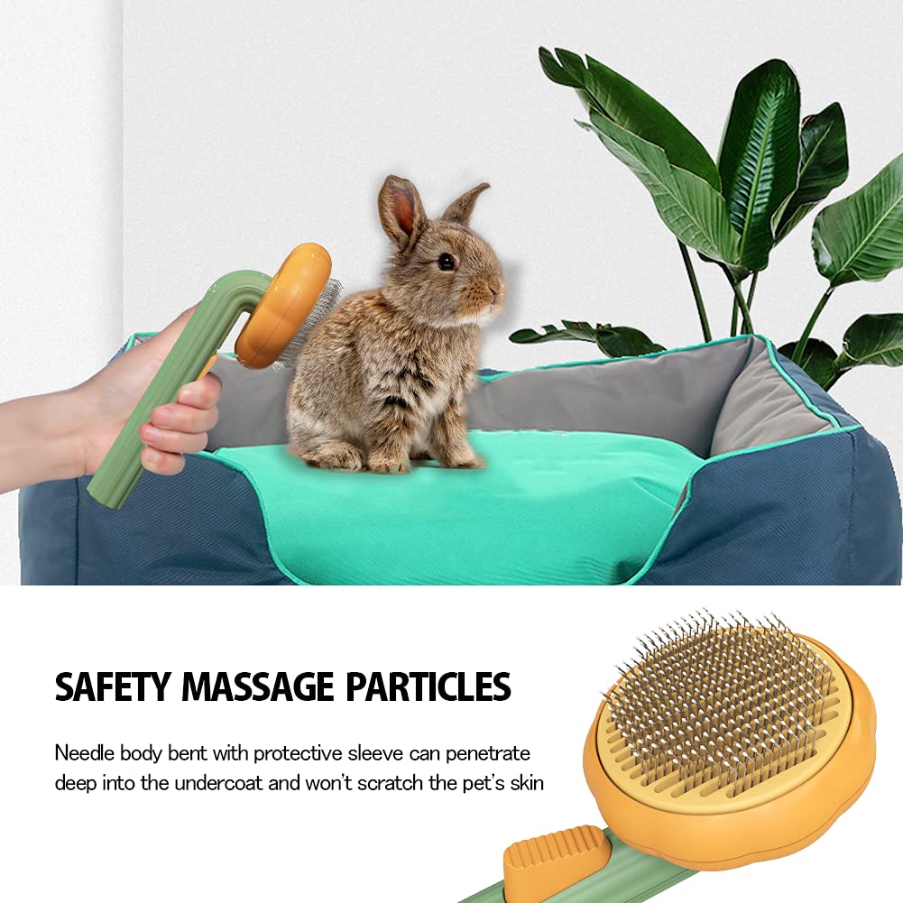 Pet Pumpkin Slicker Brush Self-Cleaning Groomer for Dogs & Cats