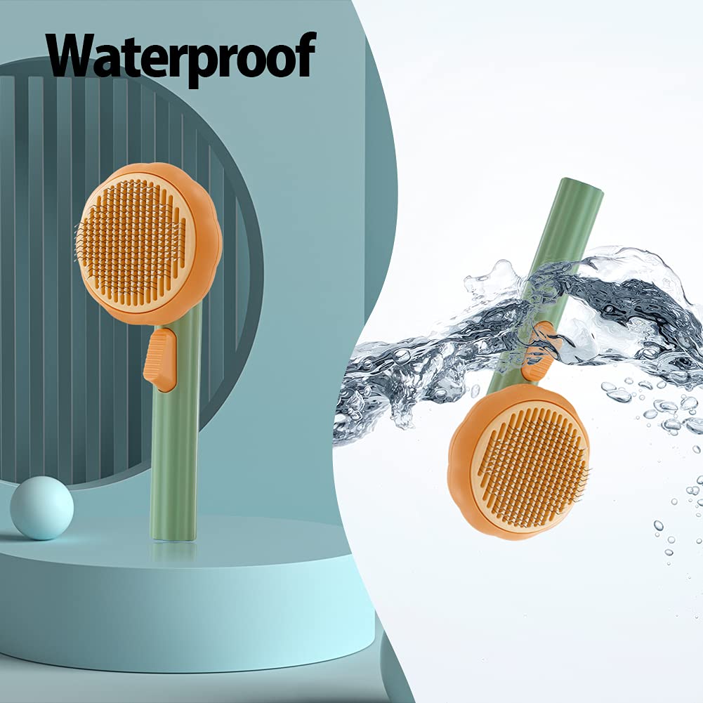 Pet Pumpkin Slicker Brush Self-Cleaning Groomer for Dogs & Cats