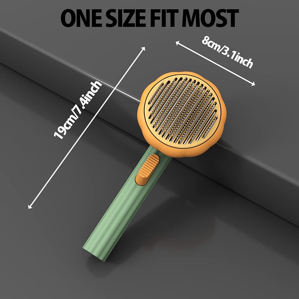 Pet Pumpkin Slicker Brush Self-Cleaning Groomer for Dogs & Cats