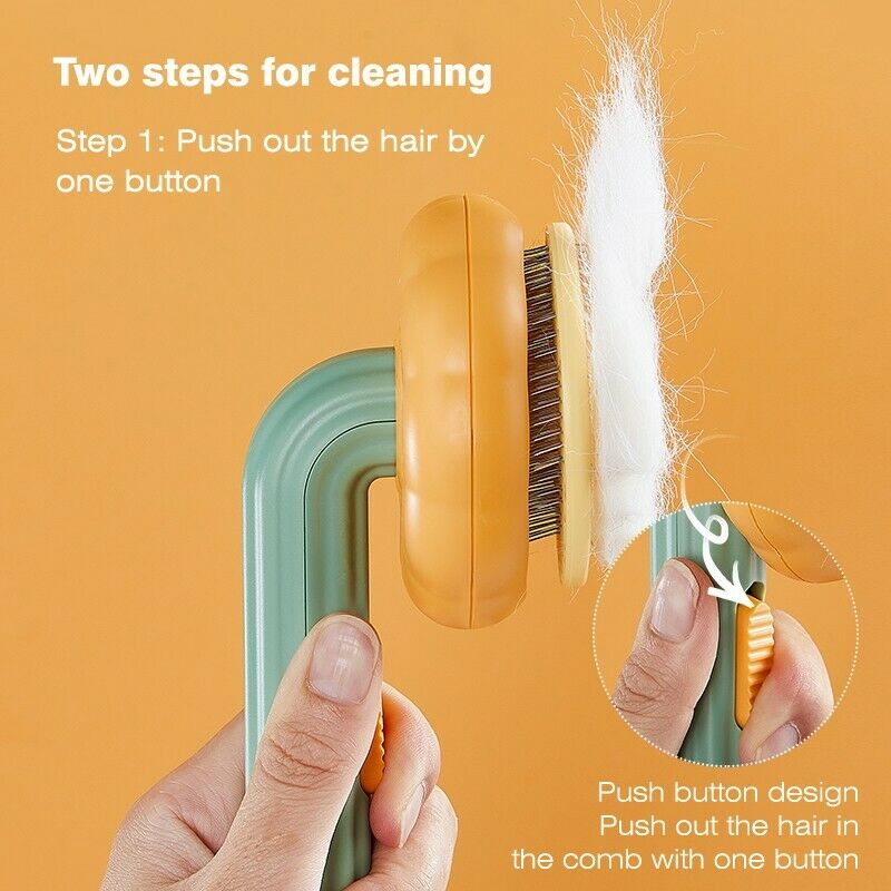 Pet Pumpkin Slicker Brush Self-Cleaning Groomer for Dogs & Cats
