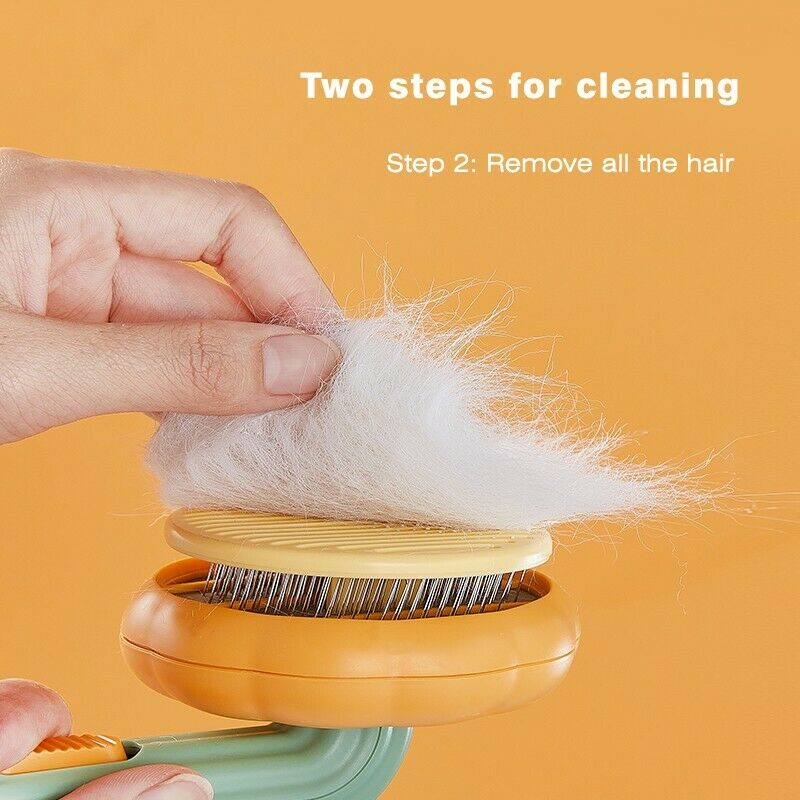 Pet Pumpkin Slicker Brush Self-Cleaning Groomer for Dogs & Cats