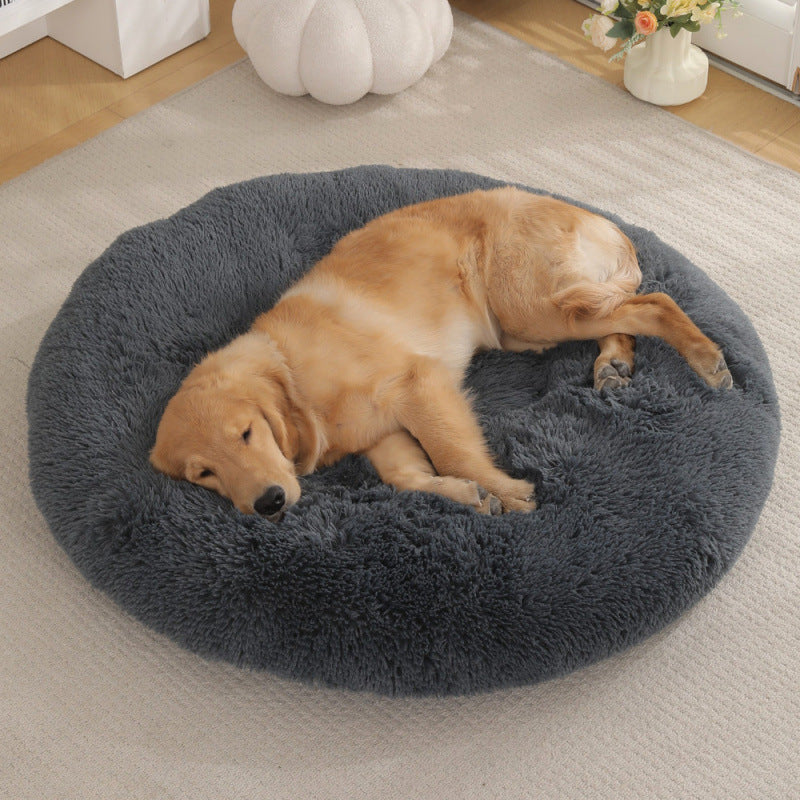 Round Pet Mat Plush Warm Sleep Dog Bed