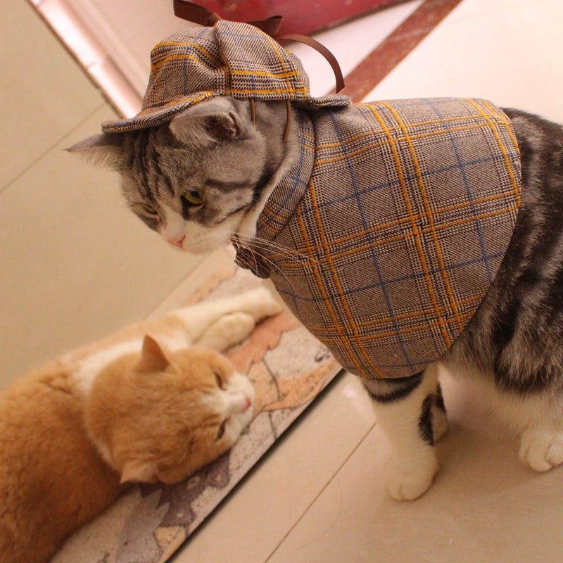 Detective Cloak Hat Suit Funny Pet Clothes