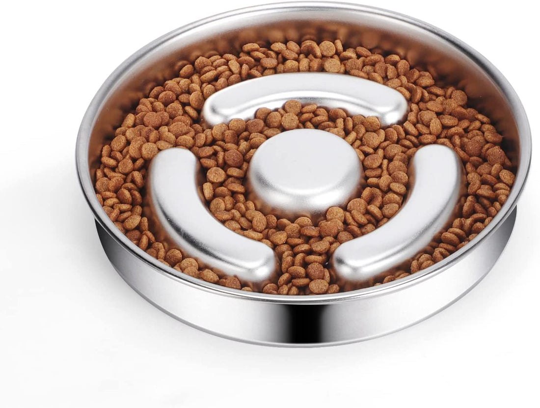 Pet Slow Stainless Steel Neck Protector Feeding Bowl