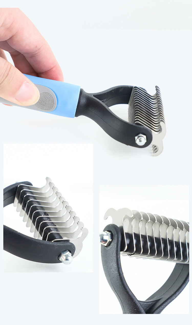 Stainless Double-Sided Pet Brush Dematting & Hair Removal Tool