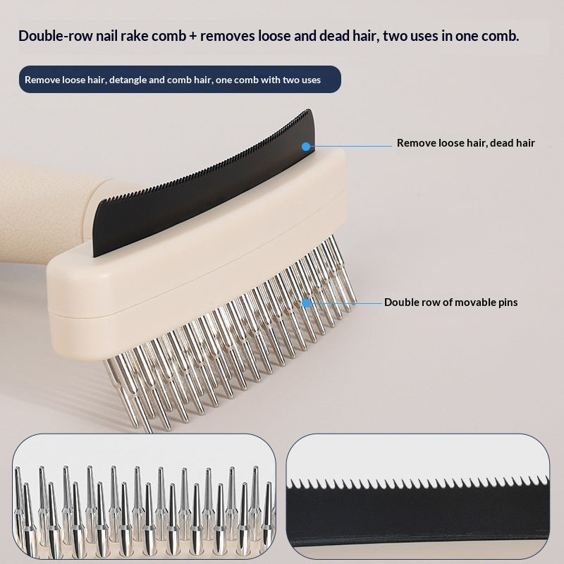 Pet Grooming Brush Removes Loose Hair & Detangles Fur
