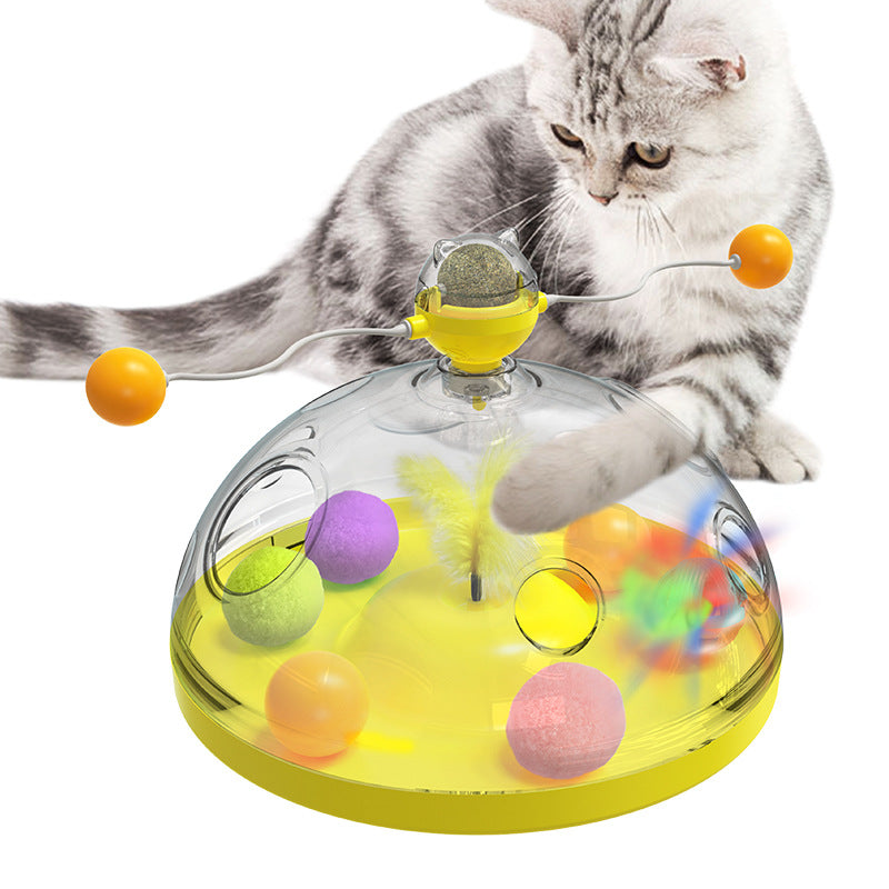 Multifunctional Turntable Pet Educational Toys With Catnip Luminous Ball