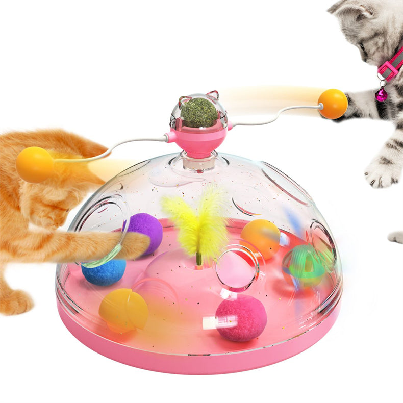 Multifunctional Turntable Pet Educational Toys With Catnip Luminous Ball