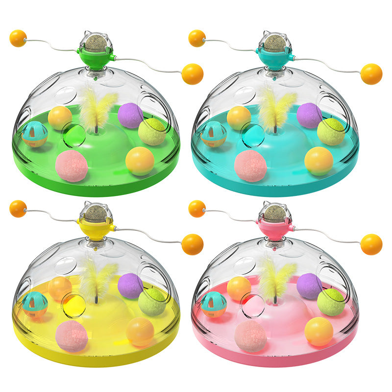 Multifunctional Turntable Pet Educational Toys With Catnip Luminous Ball