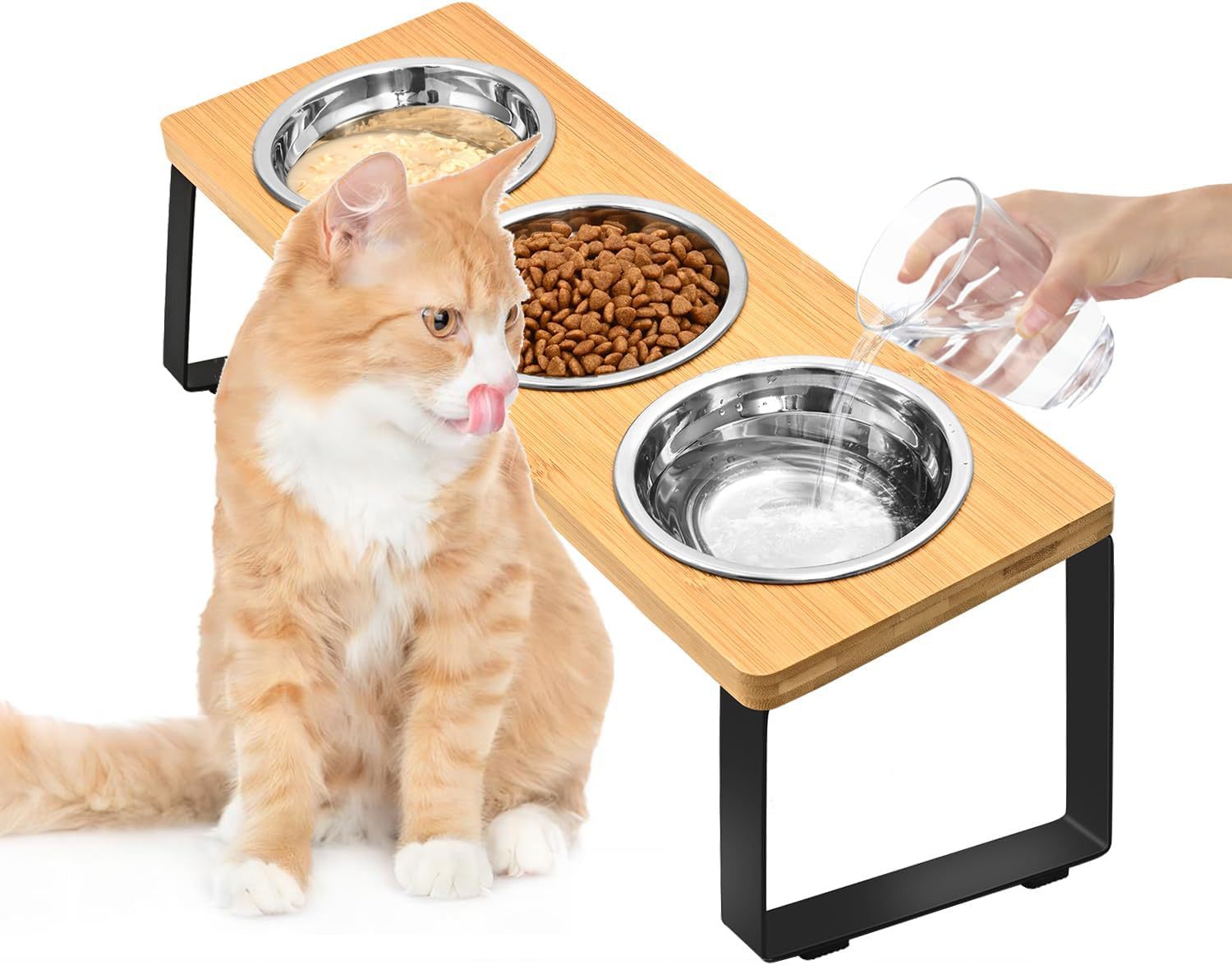 Iron Wood Combined Log Pet Feeding Rack