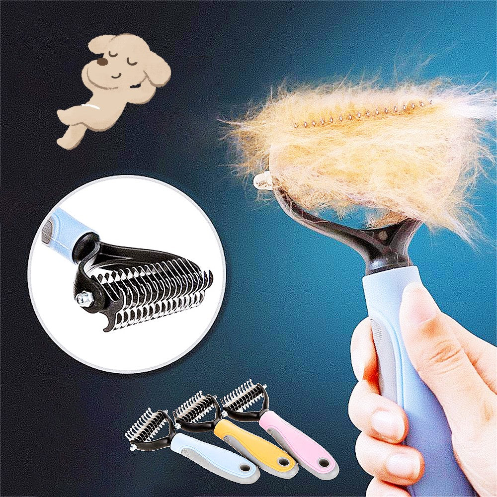 Stainless Double-Sided Pet Brush Dematting & Hair Removal Tool