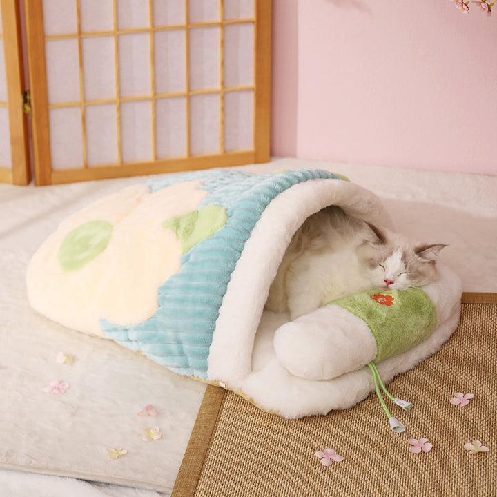 Warm Semi-enclosed Dinosaur Cat Bed