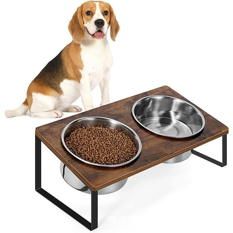 Iron Wood Combined Log Pet Feeding Rack