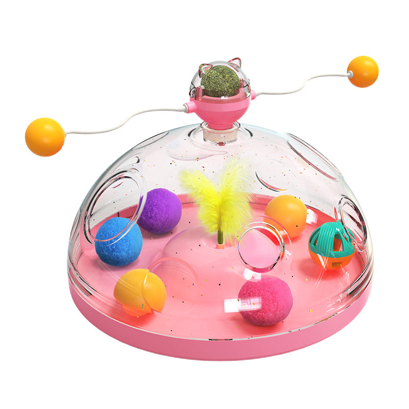 Multifunctional Turntable Pet Educational Toys With Catnip Luminous Ball