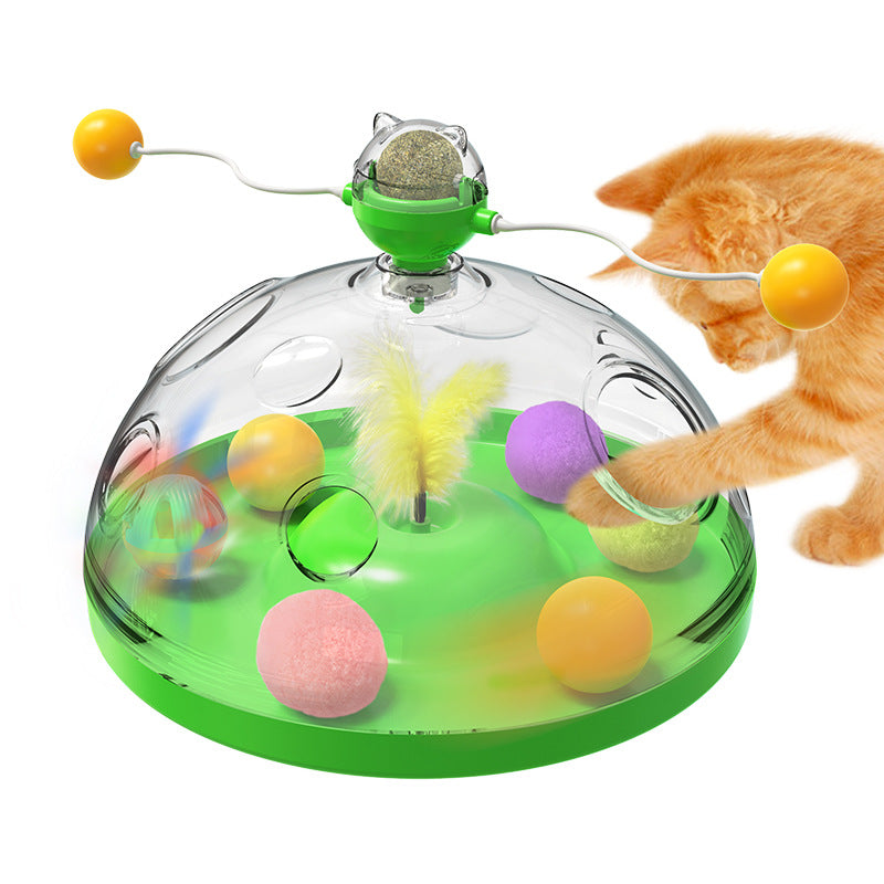 Multifunctional Turntable Pet Educational Toys With Catnip Luminous Ball