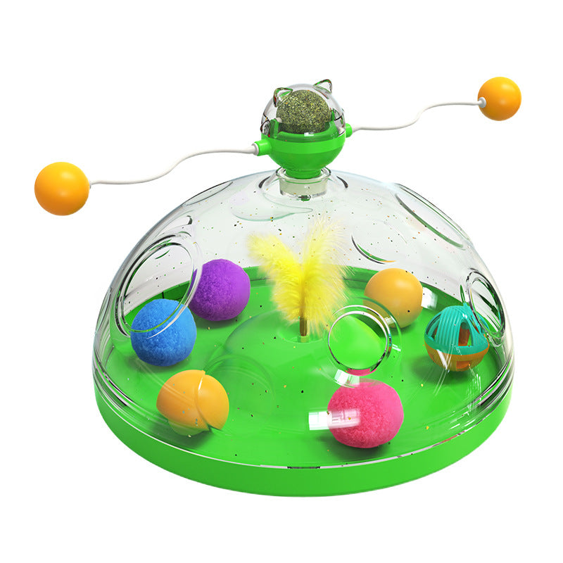 Multifunctional Turntable Pet Educational Toys With Catnip Luminous Ball