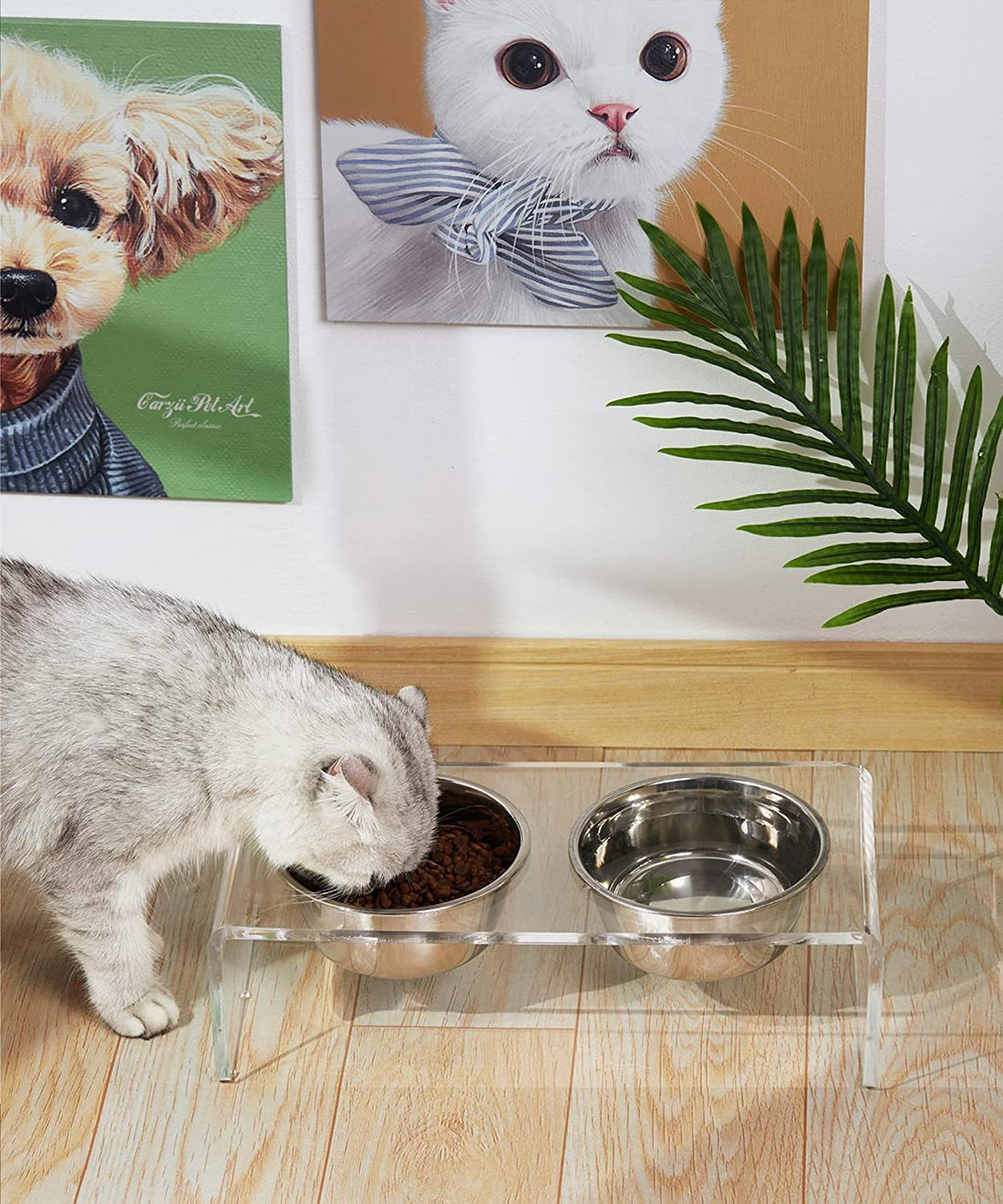 Acrylic Pet Feeder Small Cat Dog Feeding Rack