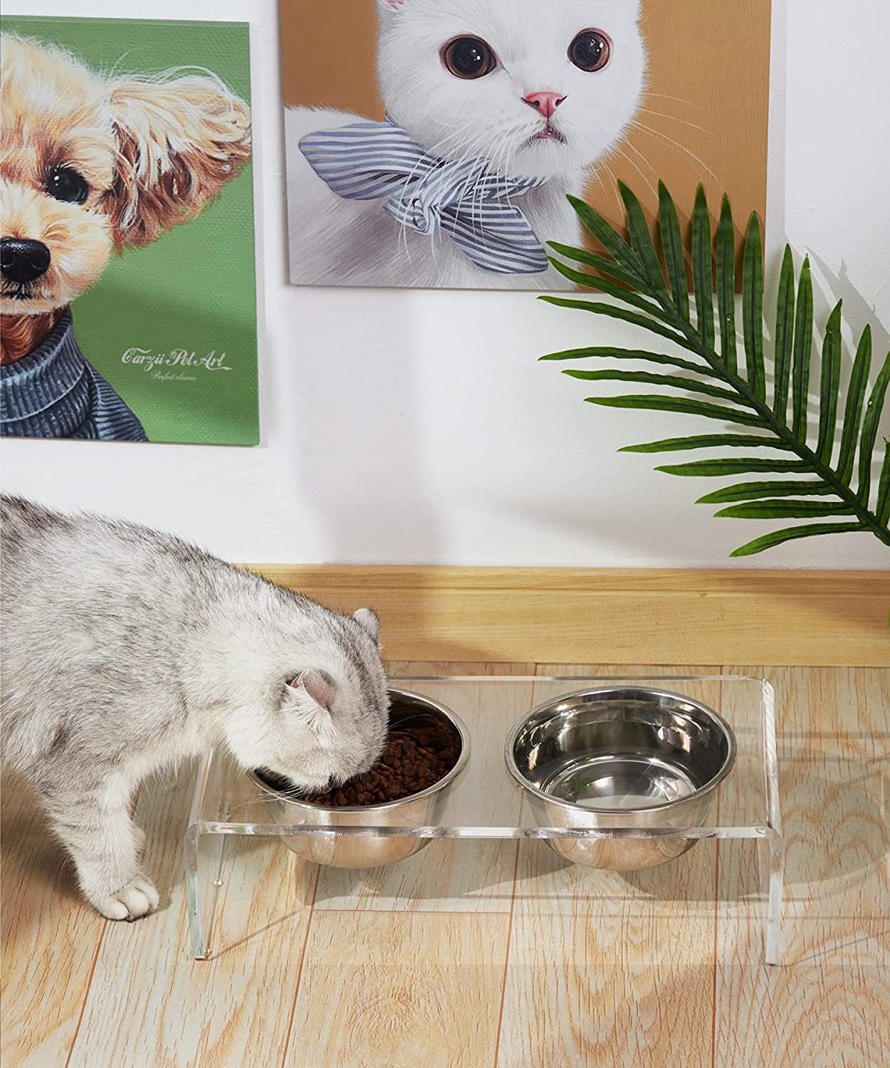 Acrylic Pet Feeder Small Cat Dog Feeding Rack