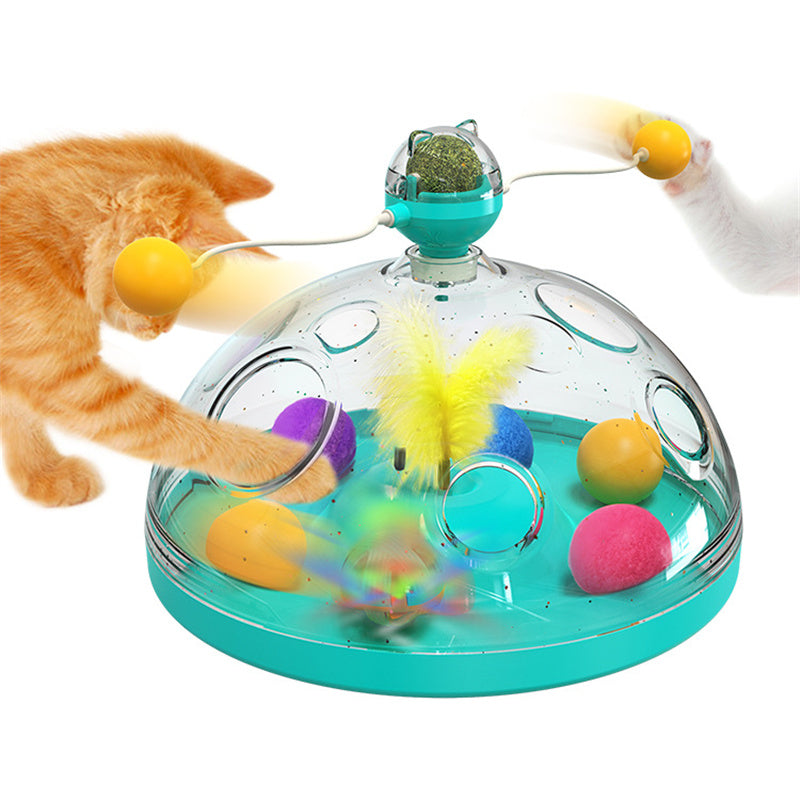 Multifunctional Turntable Pet Educational Toys With Catnip Luminous Ball