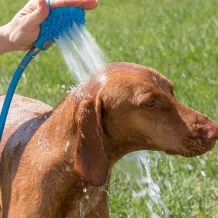 Pet Bathing Gloves with Silicone Nozzle Handheld Dog & Cat Shower Brush