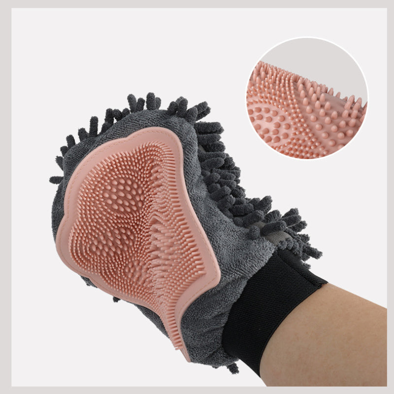 2-in-1 Pet Grooming Glove Brushing, Massaging & Bathing Brush for Dogs & Cats