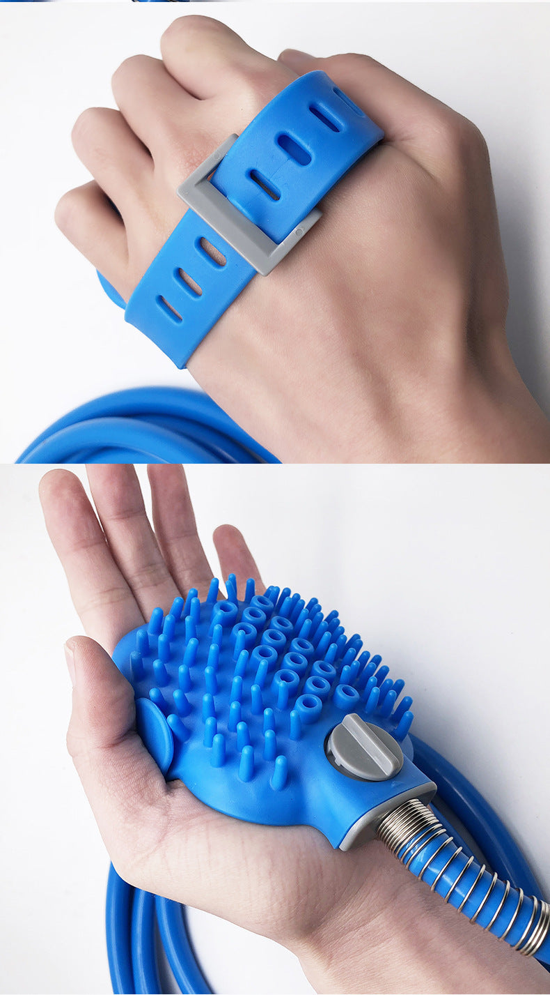 Pet Bathing Gloves with Silicone Nozzle Handheld Dog & Cat Shower Brush