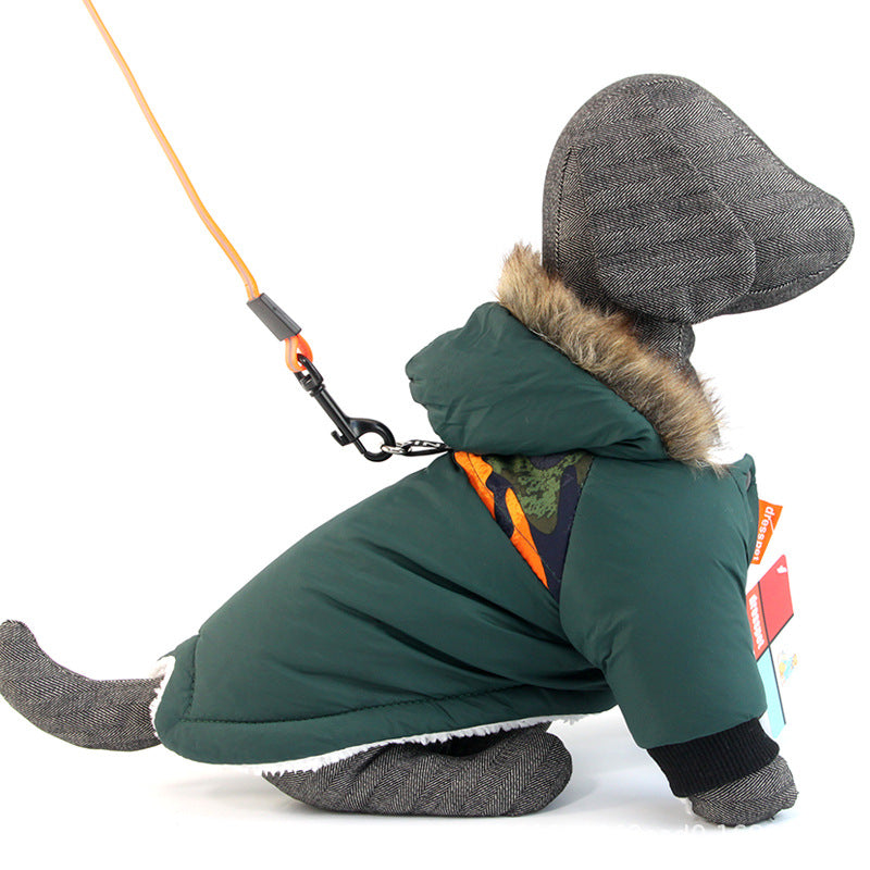Pet Warm Coat Traction Rope Clothes