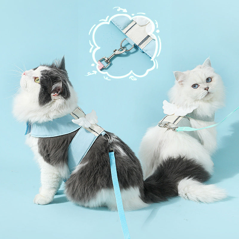 Angel Wings Adjustable Cat Harness and Leash Set